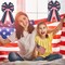 2 Pcs Patriotic Bow Red White Blue Wreath 4th of July Star Burlap American Flag Bow